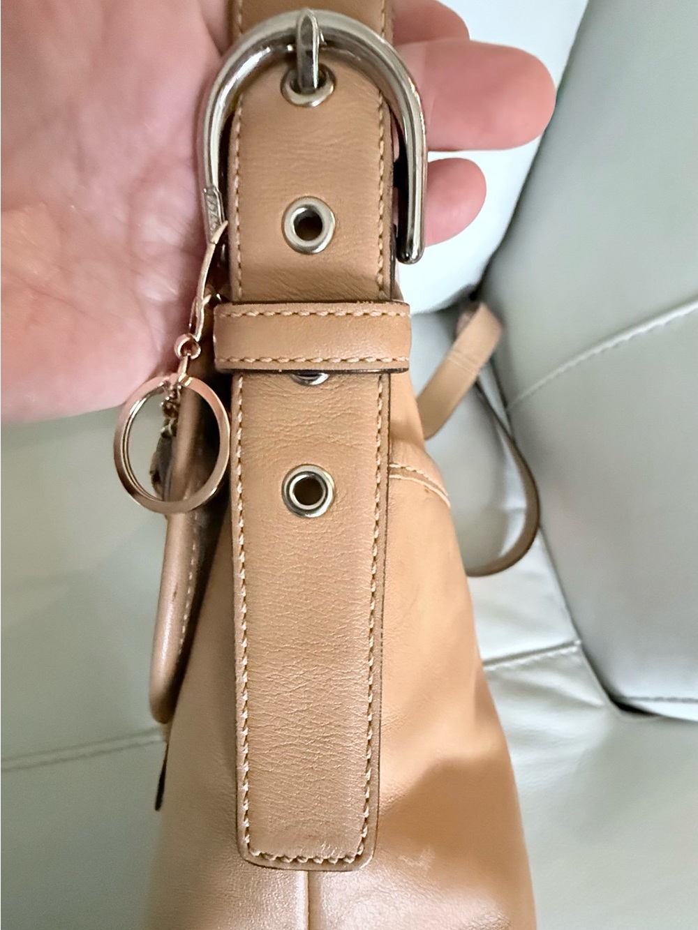 Coach Tan Leather Crossbody with Silver hardware. - Picture 4 of 12